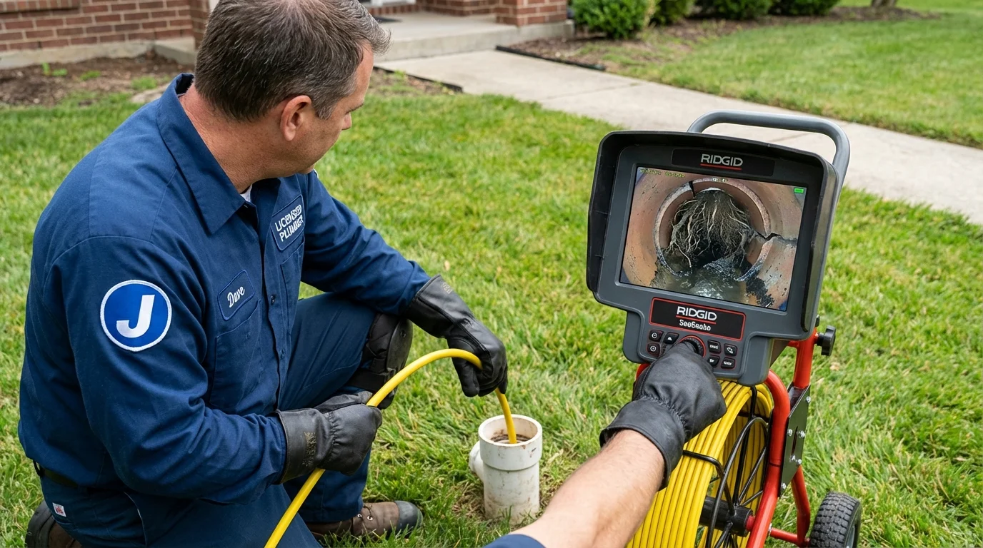 Sewer camera inspection being performed by Johns Plumbing LLC in Swanton
